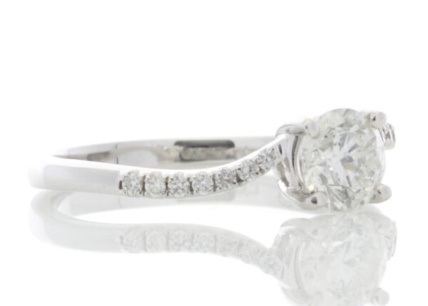 18ct White Gold Single Stone Ring With Diamond Set Shoulders (0.64) 0.73 Carats - Image 4