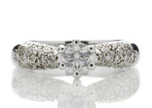 18ct White Gold Single Stone Claw Set With Stone Set Shoulders Diamond Ring (0.35) 1.00 Carats