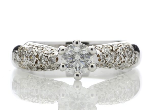 18ct White Gold Single Stone Claw Set With Stone Set Shoulders Diamond Ring (0.35) 1.00 Carats