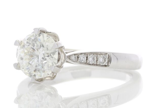 18ct White Gold Single Stone Diamond Ring With Stone Set Shoulders (1.50) 1.61 Carats - Image 2