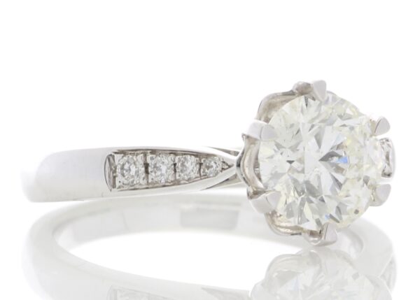 18ct White Gold Single Stone Diamond Ring With Stone Set Shoulders (1.50) 1.61 Carats - Image 4