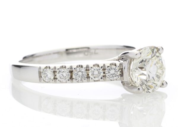 18ct White Gold Single Stone Diamond Ring With Stone Set Shoulders (1.02) 1.32 Carats - Image 4