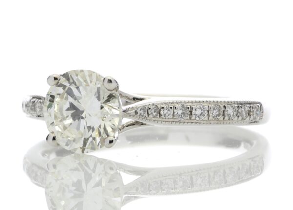 18ct White Gold Single Stone Diamond Ring With Stone Set Shoulders (1.02) 1.15 Carats - Image 2