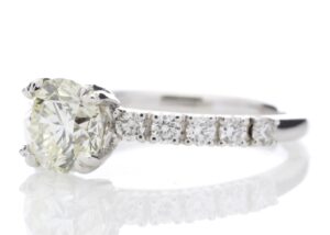 18ct White Gold Single Stone Diamond Ring With Stone Set Shoulders (1.51) 1.97 Carats