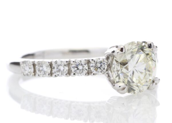 18ct White Gold Single Stone Diamond Ring With Stone Set Shoulders (1.51) 1.97 Carats - Image 4