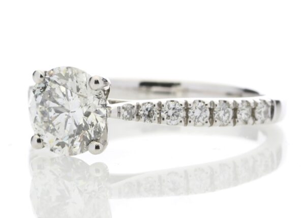 18ct White Gold Single Stone diamond Ring With Stone Set Shoulders (1.07) 1.30 Carats - Image 2