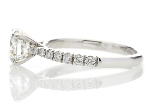 18ct White Gold Single Stone diamond Ring With Stone Set Shoulders (1.07) 1.30 Carats - Image 3