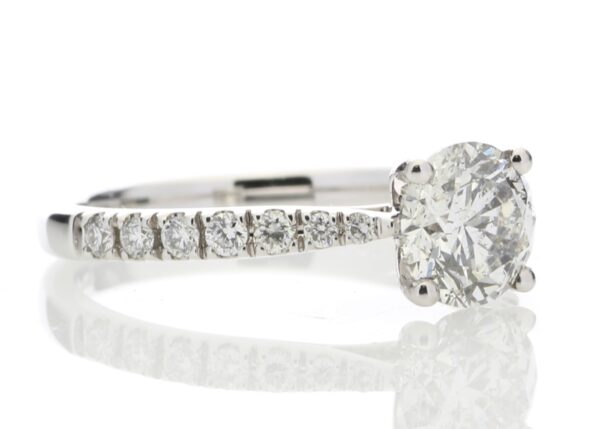 18ct White Gold Single Stone diamond Ring With Stone Set Shoulders (1.07) 1.30 Carats - Image 4