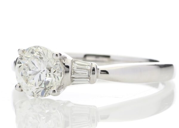 18ct White Gold Single Stone Diamond Ring With Baguette (1.02) 1.15 Carats - Image 2