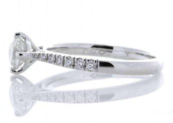 18ct White Gold Single Stone Claw Set With Stone Set Shoulders Diamond Ring (0.61) 0.76 Carats - Image 3