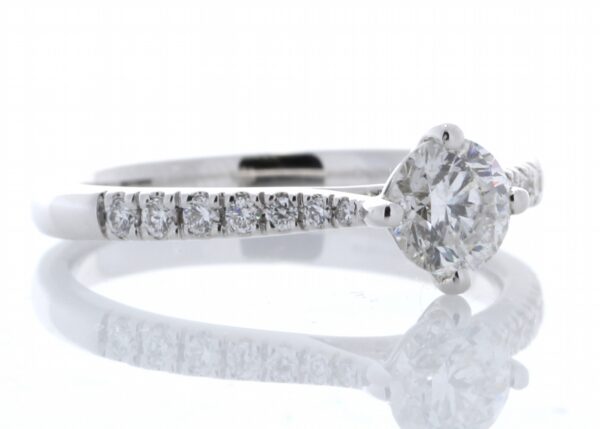 18ct White Gold Single Stone Claw Set With Stone Set Shoulders Diamond Ring (0.61) 0.76 Carats - Image 5