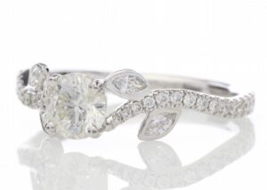 18ct White Gold Single Stone Diamond Ring With Stone Set Shoulders (0.55) 0.91 Carats