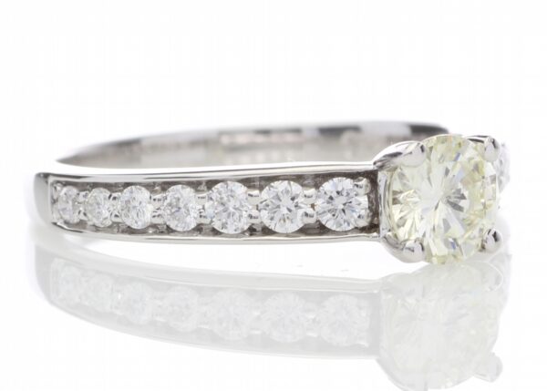 18ct White Gold Single Stone Diamond Ring With Stone Set Shoulders (0.51) 0.89 Carats - Image 4