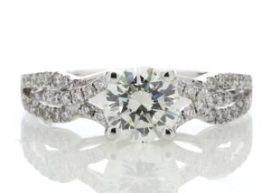 18ct White Gold Single Stone Claw Set With Stone Set Shoulders Diamond Ring (1.03) 1.32 Carats