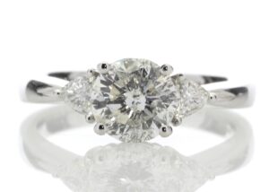 18ct White Gold Single Stone Claw Set With Stone Set Shoulders Diamond Ring (1.38) 1.59 Carats