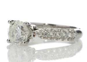 18ct White Gold Single Stone Claw Set With Stone Set Shoulders Diamond Ring (1.08) 1.58 Carats