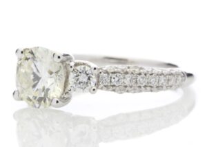 18ct White Gold Single Stone Claw Set With Stone Set Shoulders Diamond Ring (1.40) 2.07 Carats