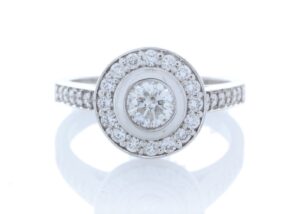 18ct White Gold Single Stone With Halo Setting Ring 1.00 Carats