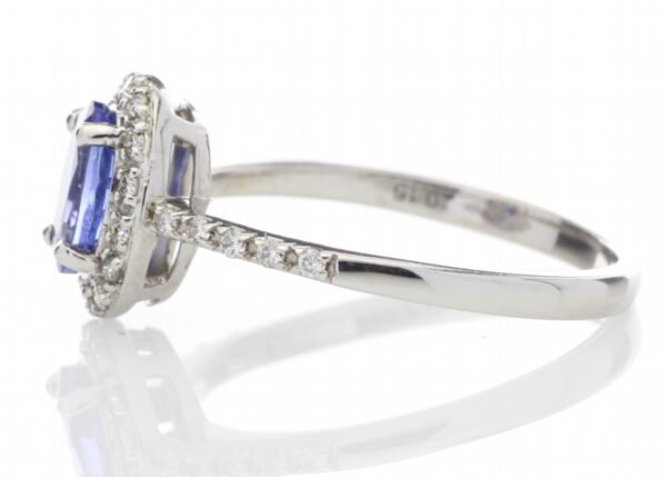 18ct White Gold Diamond And Tanzanite Halo Setting Ring 0.15 Carats - Image 3