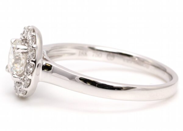 18ct White Gold Single Stone With Halo Setting Ring (0.58) 0.86 Carats - Image 3