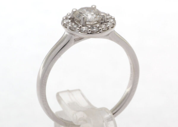 18ct White Gold Single Stone With Halo Setting Ring (0.58) 0.86 Carats - Image 5