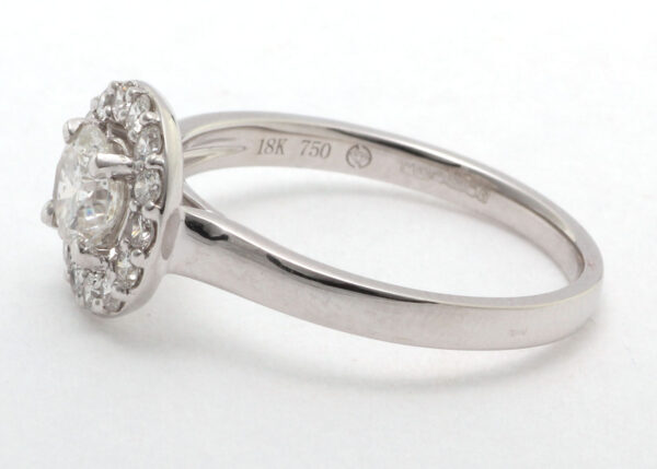 18ct White Gold Single Stone With Halo Setting Ring (0.58) 0.86 Carats - Image 7