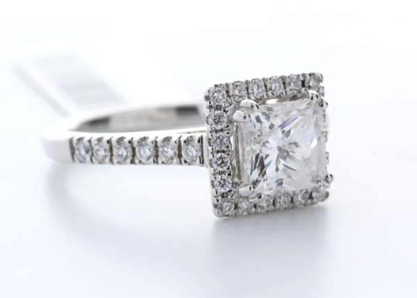 18ct White Gold Single Stone With Halo Setting Ring (1.35) 1.69 Carats - Image 3