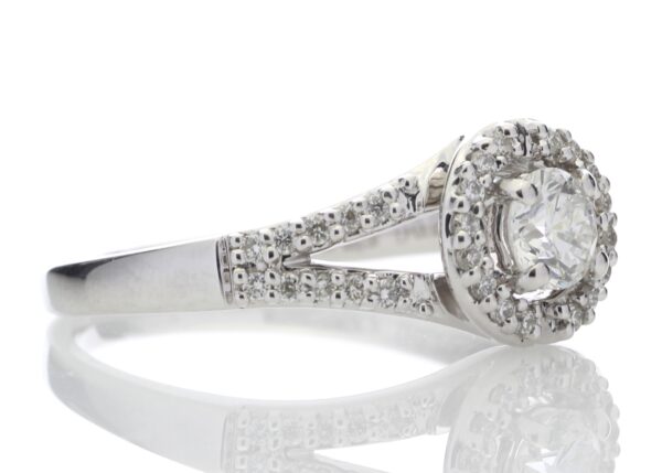 18ct White Gold Single Stone With Halo Setting Ring 0.54 Carats - Image 4