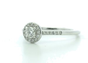 18ct White Gold Halo Set Diamond Ring 0.38 Carats