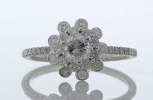 18ct White Gold Flower Halo Diamond Ring 0.76 Carats