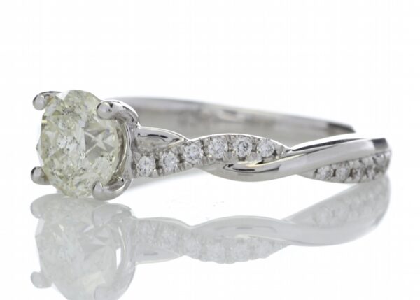 18ct White Gold Single Stone Diamond Ring  With Waved Stone Set Shoulders (1.06) 1.22 Carats - Image 2