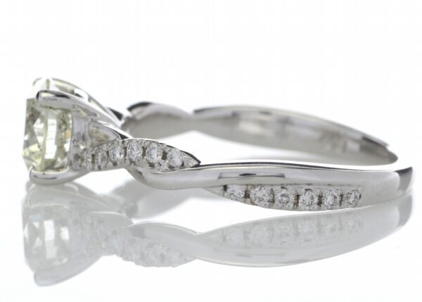 18ct White Gold Single Stone Diamond Ring  With Waved Stone Set Shoulders (1.06) 1.22 Carats - Image 3