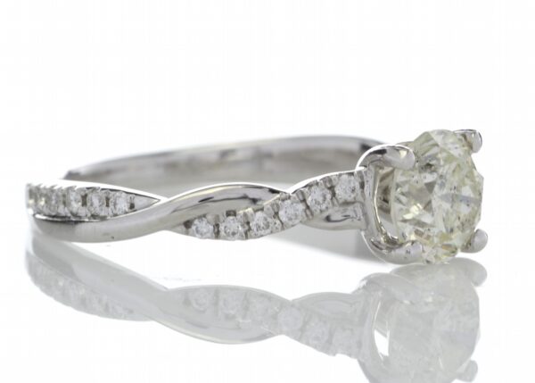 18ct White Gold Single Stone Diamond Ring  With Waved Stone Set Shoulders (1.06) 1.22 Carats - Image 4