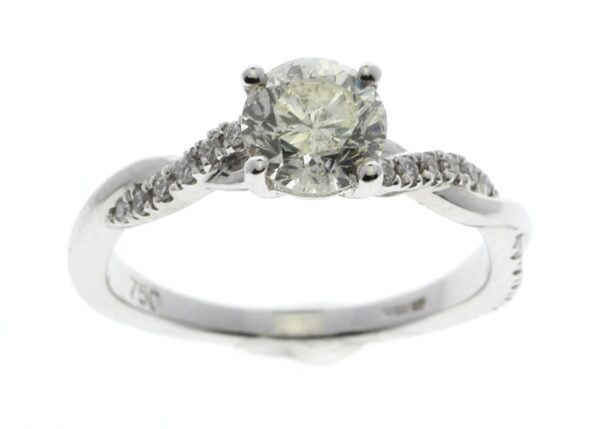 18ct White Gold Single Stone Diamond Ring  With Waved Stone Set Shoulders (1.06) 1.22 Carats - Image 5