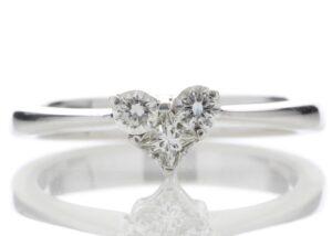 18ct White Gold Single Stone Heart style Cut Diamond Ring 0.38 Carats