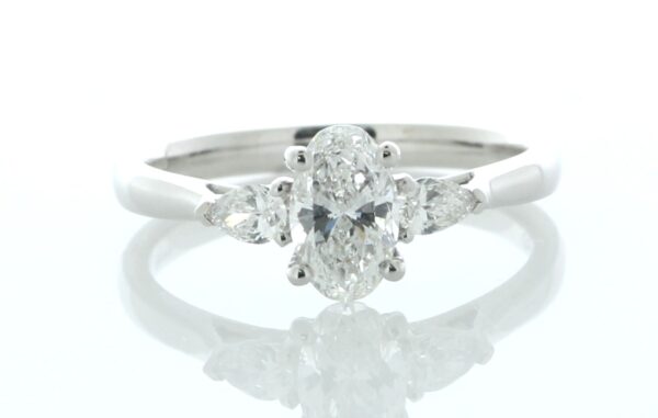 18ct White Gold Three Stone Oval Cut Diamond Ring (0.70) 1.00 Carats