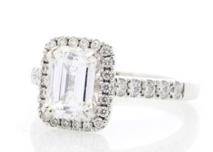 18ct White Gold Single Stone Emerald Cut Diamond Ring (1.71) 2.03 Carats