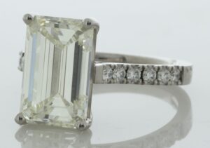 18ct White Gold Single Stone Emerald Cut Diamond Ring (D5.00) 5.35