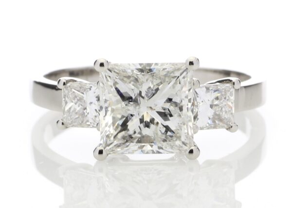 18ct White Gold Three Stone Princess Cut Diamond Ring 2.00 Carats