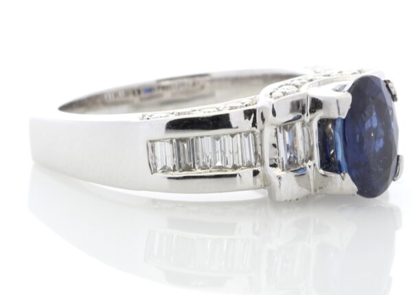 18ct White Gold Rub Over Set Semi Eternity Diamond And Sapphire Ring (S 3.60) 1.27 Carats - Image 3