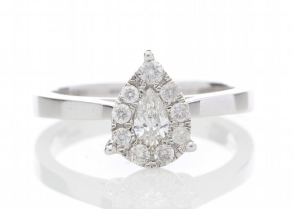 18ct White Gold Pear Cluster Claw Set Diamond Ring 0.50 Carats