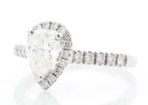 18ct White Gold Pear Cluster Claw Set Diamond Ring 1.31 Carats