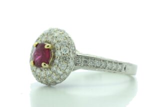 18ct White Gold Cluster Diamond And Ruby Ring (R0.73) 1.90 Carats