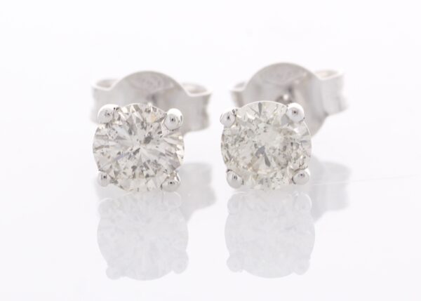 18ct White Gold Single Stone Prong Set Diamond Earring 1.01 Carats - Image 2