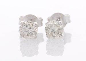 18ct White Gold Single Stone Prong Set Diamond Earring 1.01 Carats