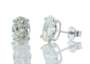 18ct White Gold Single Stone Oval Cut Diamond Earring 2.55 Carats