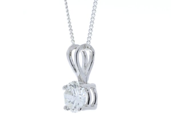 18ct White Gold Single Stone Wire Set Diamond Pendant 0.63 Carats - Image 4