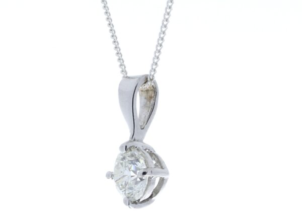 18ct White Gold Single Stone Wire Set Diamond Pendant 0.70 Carats - Image 4