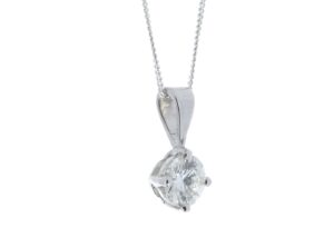 18ct White Gold Single Stone Wire Set Diamond Pendant 0.80 Carats