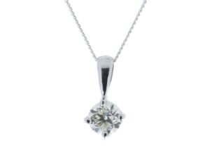 18ct White Gold Single Stone Four Claw Set Diamond Pendant 0.50 Carats